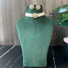 Load image into Gallery viewer, Tayani Gold plated Premium Enamel Blue Choker Necklace set