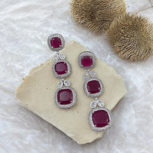 Load image into Gallery viewer, Multiple colors-American diamond Silver Long Cz Earrings