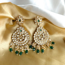 Load image into Gallery viewer, 22k Gold plated Tayani chandbali Beads Stone Earrings