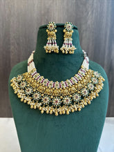 Load image into Gallery viewer, Heritage Rajwadi Elephant Statement Premium Grand Ruby Green Pearl Necklace set