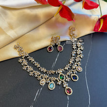 Load image into Gallery viewer, Multiple colors-Layered Cz polki Necklace set Temple jewelry