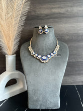 Load image into Gallery viewer, Gauri Enamel Blue 22k gold plated Tayani Premium Necklace set
