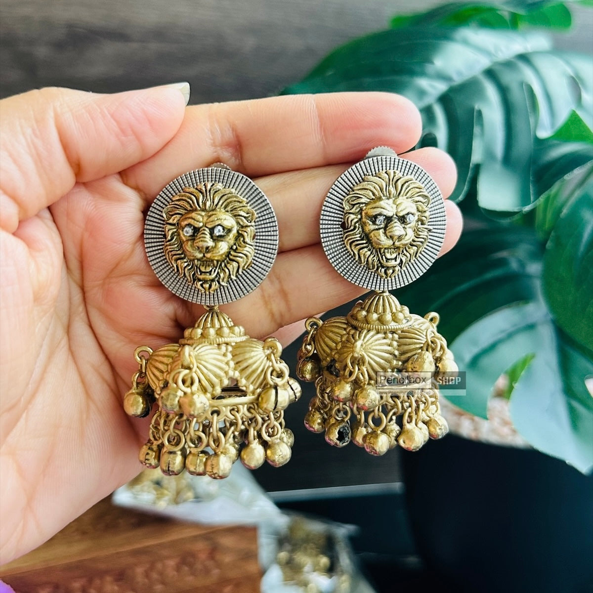 PencilboxShopUSA Sabya Inspired German Silver Ghungroo Jhumka Earrings