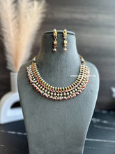 Load image into Gallery viewer, Ruby Real pearls Drop Dainty exclusive Premium necklace set