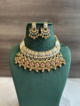 Load image into Gallery viewer, Heritage Rajwadi Statement Meenakari Premium Grand Ruby Green Necklace set