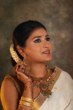 Load image into Gallery viewer, NEW Golden Matte Ruby mint Beaded Rajwadi Necklace set