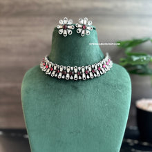 Load image into Gallery viewer, Prisha Victorian Ruby gold plated Tayani Choker Necklace set.