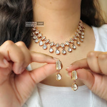 Load image into Gallery viewer, 22k gold plated tayani White Cz Drop simple necklace set