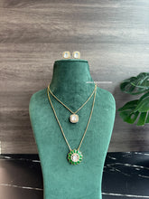 Load image into Gallery viewer, Moissanite Double layer Enamel Pendant Necklace set