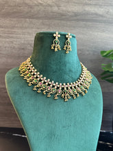 Load image into Gallery viewer, Multicolor cz Dainty Kemp Stone Flower necklace set