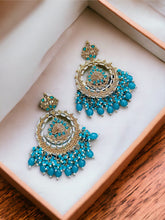 Load image into Gallery viewer, Polki Kundan golden long statement Chandbali Earrings
