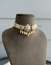 Load image into Gallery viewer, Sophia Blue 22k Gold plated meenakari Tayani Choker Premium Statement Necklace set