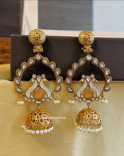 Load image into Gallery viewer, Amrapali Peacock Enamel Brass size earrings