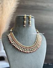 Load image into Gallery viewer, Ruby Real pearls Drop Dainty exclusive Premium necklace set