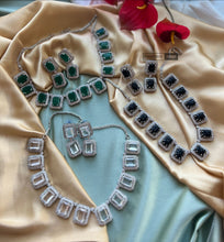 Load image into Gallery viewer, Designer Silver Finish American Diamond Necklace set