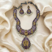 Load image into Gallery viewer, German Silver Ram Parivar ruby Big Statement Necklace set