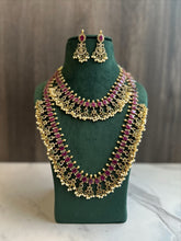 Load image into Gallery viewer, TRENDING Ruby Cz Peacock Guttapusalu Pearl Necklace set