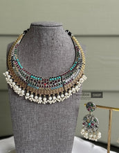 Load image into Gallery viewer, German Silver Statement Hasli Dual Tone Necklace set
