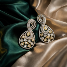 Load image into Gallery viewer, American diamond Uncut Dual Tone Stud Earrings