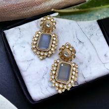 Load image into Gallery viewer, Moissanite Kundan crystal Gold plated Earrings