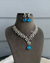 Load image into Gallery viewer, Trisha Certified Svarovski American Diamond Blue necklace set