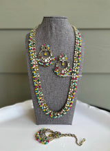 Load image into Gallery viewer, Lia Multicolor Long Mirror Sleek Statement Necklace set with maangtikka