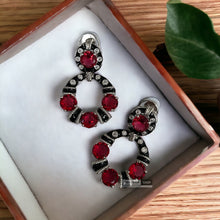 Load image into Gallery viewer, American diamond Enamel black crystal designer inspired Earrings
