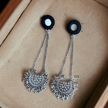 Load image into Gallery viewer, Masakali Handmade Mirror Tassel silver handmade Earrings