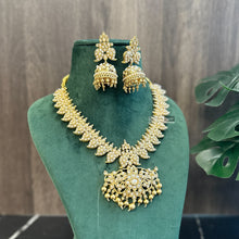 Load image into Gallery viewer, White pearl mango design Necklace set Temple Jewelry