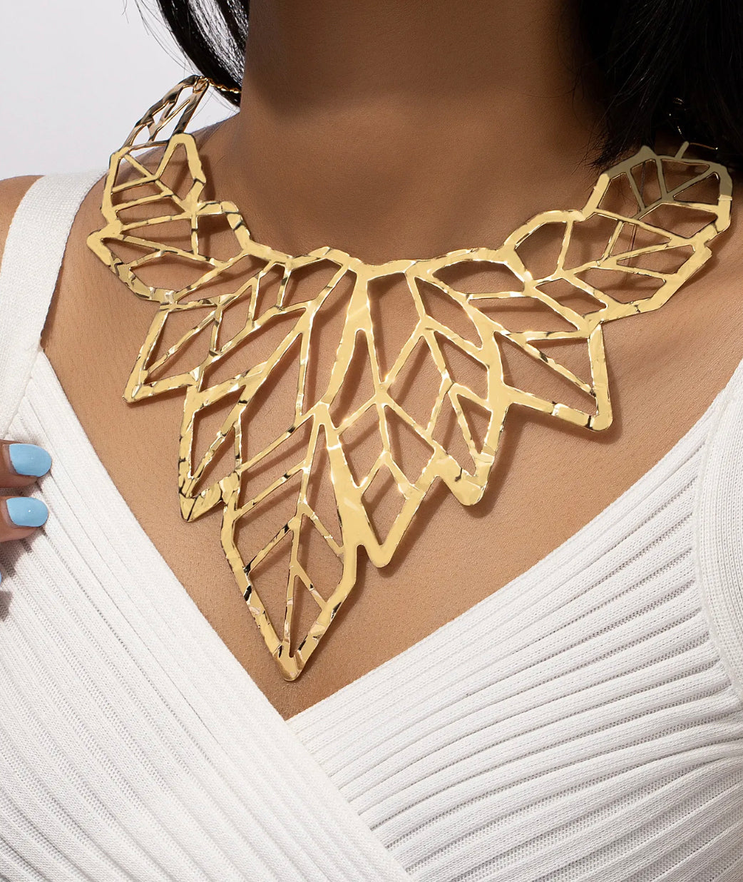 Designer Golden maple leaf Statement Necklace  IDW
