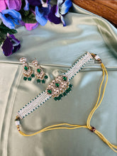 Load image into Gallery viewer, Chitra Green 22k gold plated Tayani Pearl Choker Necklace set
