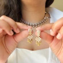 Load image into Gallery viewer, Dainty Cz Pearl Stone Ethnic Temple necklace set