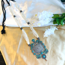 Load image into Gallery viewer, German Silver Turquoise Ganesha Long Pendant Necklace