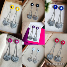 Load image into Gallery viewer, Masakali Handmade Mirror Tassel silver handmade Earrings