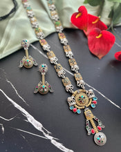 Load image into Gallery viewer, German Silver elephant Dual Tone Long Statement Necklace set