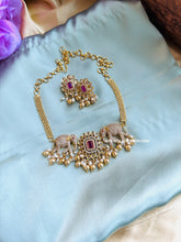 Load image into Gallery viewer, Elephant Ethnic Cz Stone Temple choker set