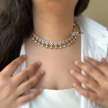 Load image into Gallery viewer, Dainty Cz Pearl Stone Ethnic Temple necklace set