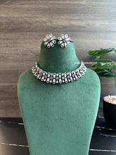 Load image into Gallery viewer, Prisha Victorian Purple gold plated Tayani Choker Necklace set.