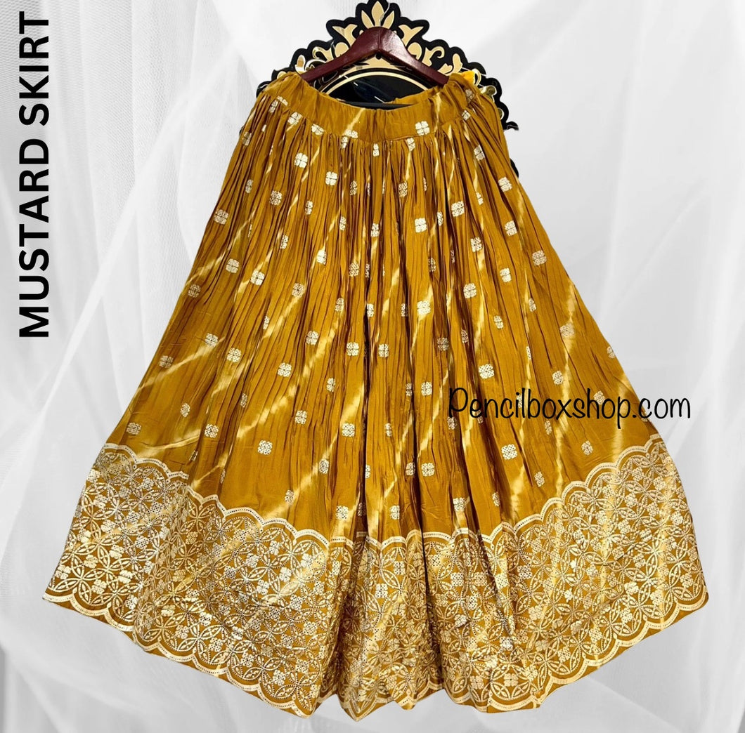 Mustard Shiny 4mt flair Skirt