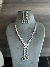 Load image into Gallery viewer, Layered Royal Blue layered Victorian American Diamond designer Necklace set