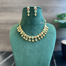Load image into Gallery viewer, Golden CZ Dangling Dainty Temple Necklace set