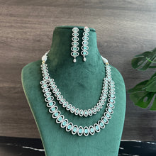 Load image into Gallery viewer, Silver Two Layered American Diamond cz Necklace set