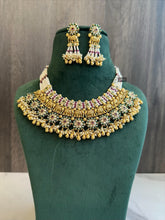 Load image into Gallery viewer, Heritage Rajwadi Elephant Statement Premium Grand Ruby Green Pearl Necklace set