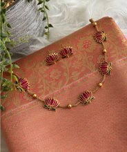 Load image into Gallery viewer, TRENDING enamel Meenakari Lotus Golden Necklace set