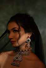 Load image into Gallery viewer, Ruby Green Premium Moissanite gold plated Choker Necklace set