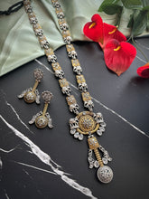 Load image into Gallery viewer, German Silver elephant Dual Tone Long Statement Necklace set