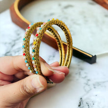 Load image into Gallery viewer, Multicolor pearl Stone round pair of bangle set