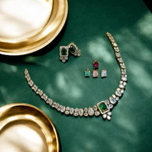 Load image into Gallery viewer, Changeable american diamond Polki designer Necklace set Temple jewelry