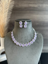Load image into Gallery viewer, Purple crystal Svarovski American diamond Necklace Set