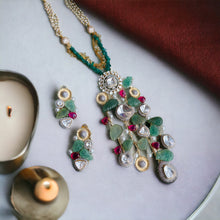 Load image into Gallery viewer, Designer inspired Real gemstone sapphire Heritage Necklace set